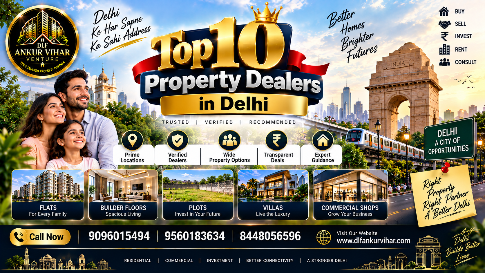 Top 10 Property Dealers in Delhi List, review & Contact